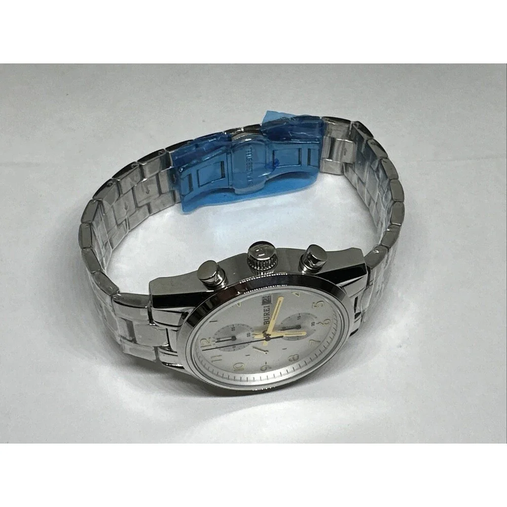 Burei B-7005 Men's Silver Stainless Steel Analog White Dial Quartz Watch XOB26